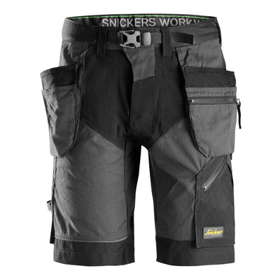 Snickers 6904 FlexiWork Lightweight Work Shorts with Holster Pockets Steel Grey Black Main #colour_steel-grey-black