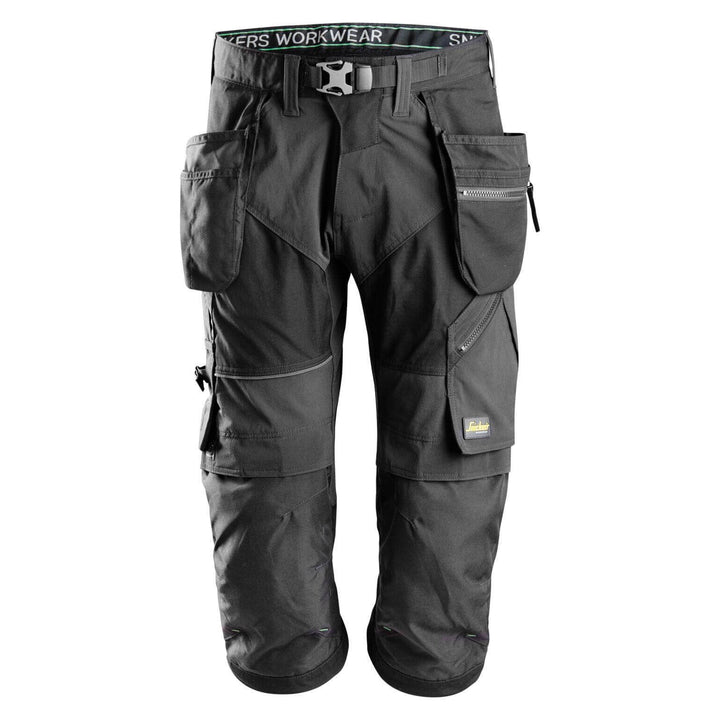 Snickers 6905 FlexiWork Lightweight Work Pirate Trousers with Holster Pockets Black Black Main #colour_black-black