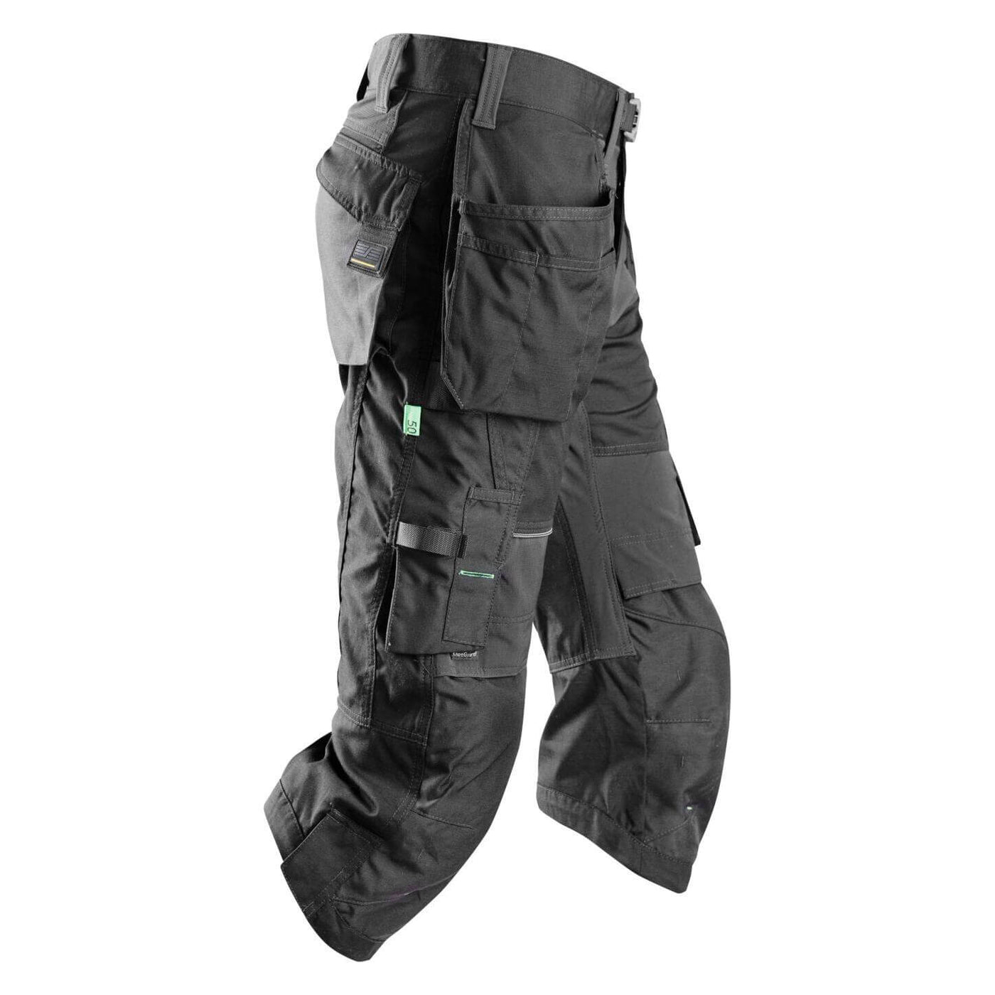 Snickers 6905 FlexiWork Lightweight Work Pirate Trousers with Holster Pockets Black Black right #colour_black-black