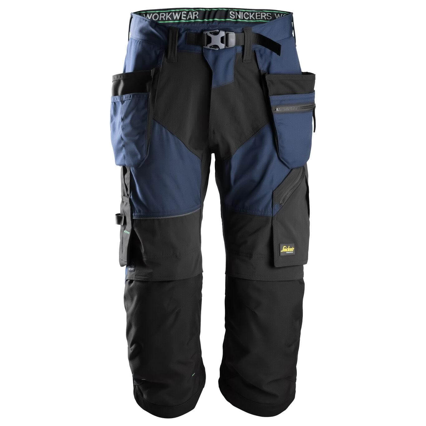 Snickers 6905 FlexiWork Lightweight Work Pirate Trousers with Holster Pockets Navy Black 3108831 #colour_navy-black