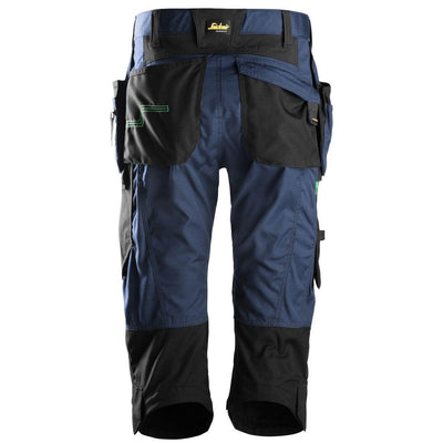 Snickers 6905 FlexiWork Lightweight Work Pirate Trousers with Holster Pockets Navy Black back #colour_navy-black