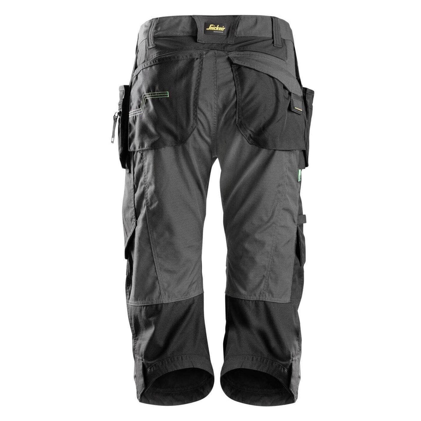 Snickers 6905 FlexiWork Lightweight Work Pirate Trousers with Holster Pockets Steel Grey Black back3108881 #colour_steel-grey-black