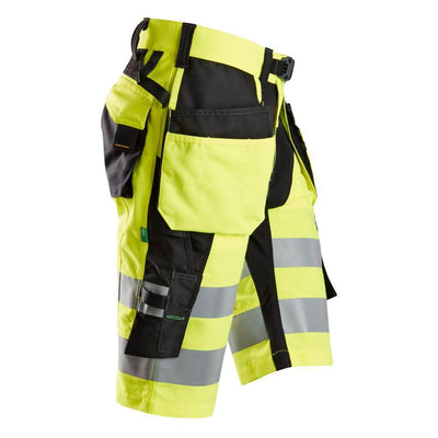 Snickers 6933 Lightweight Hi Vis Shorts with Holster Pockets Class 1 Hi Vis Yellow Black right #colour_hi-vis-yellow-black