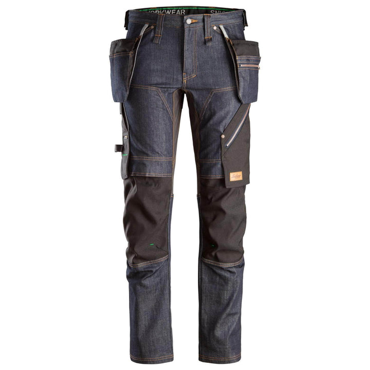 Snickers 6955 FlexiWork Slim Fit Hard Wearing Denim Work Trousers with Holster Pockets Denim Black Main #colour_denim-black