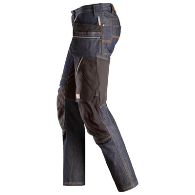 Snickers 6955 FlexiWork Slim Fit Hard Wearing Denim Work Trousers with Holster Pockets Denim Black left #colour_denim-black