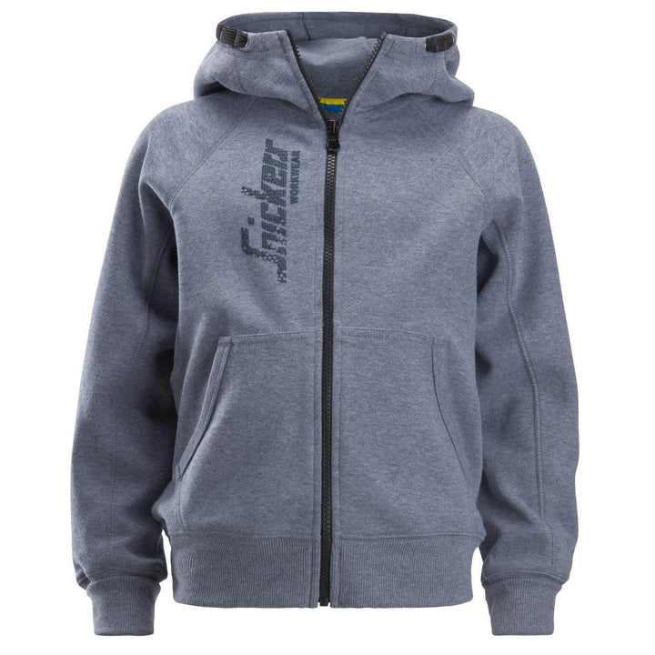 Snickers 7508 Junior Logo Full Zip Childrens Hoodie Dark Blue Melange Main #colour_dark-blue-melange