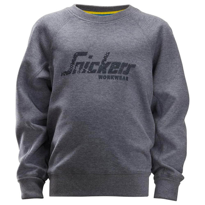 Snickers 7509 Junior Logo Childrens Sweatshirt Dark Blue Melange Main #colour_dark-blue-melange