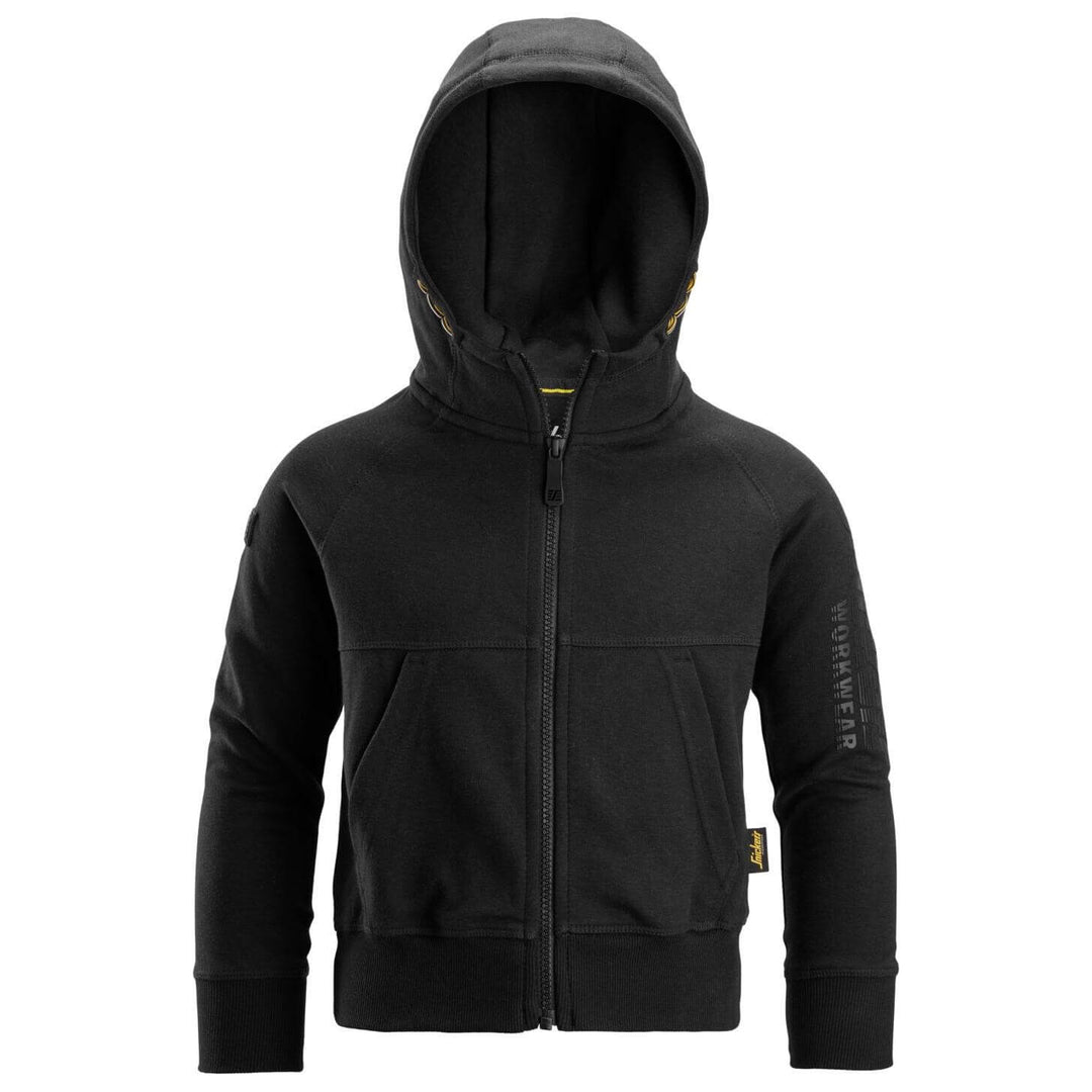 Snickers 7512 Junior Logo Full Zip Childrens Hoodie Black Main #colour_black