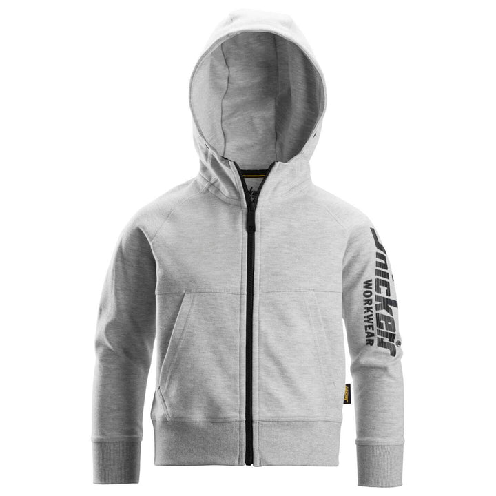 Snickers 7512 Junior Logo Full Zip Childrens Hoodie Grey Melange Main #colour_grey-melange