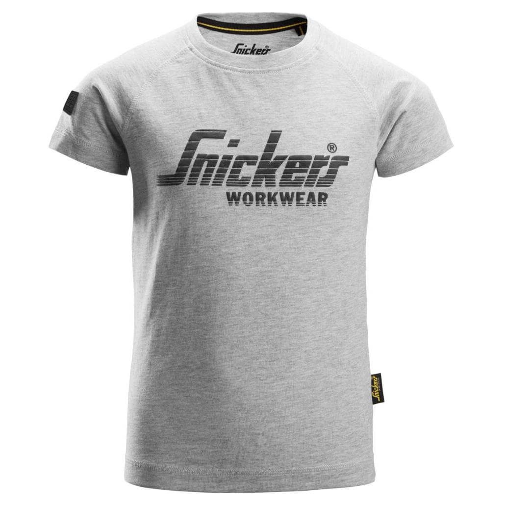 Snickers 7514 Junior Logo Childrens T shirt Grey Melange Main #colour_grey-melange