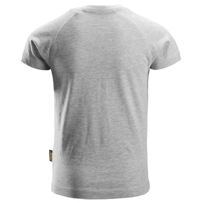 Snickers 7514 Junior Logo Childrens T shirt Grey Melange back #colour_grey-melange