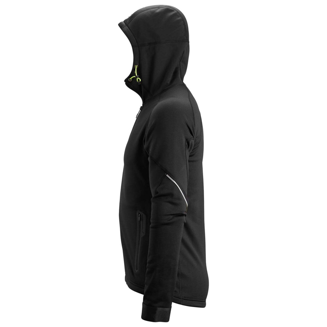 Snickers 8002 FlexiWork PolartecPower Stretch 2.0 Full Zip Fleece Hoodie Black Left #colour_black