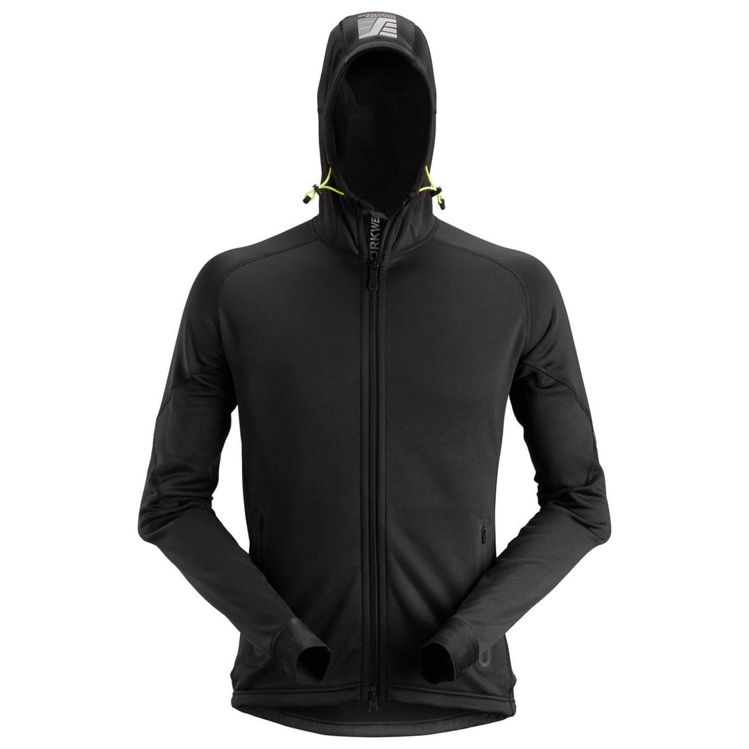 Snickers 8002 FlexiWork PolartecPower Stretch 2.0 Full Zip Fleece Hoodie Black Main #colour_black