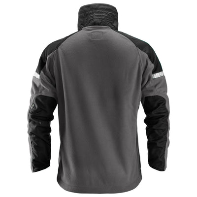 Snickers 8005 AllroundWork Windproof Fleece Jacket Steel Grey Black back #colour_steel-grey-black