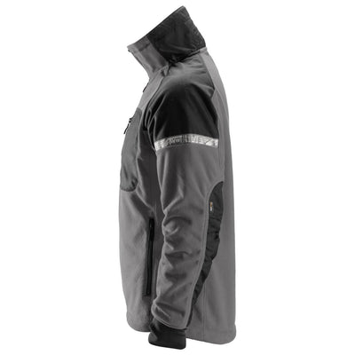 Snickers 8005 AllroundWork Windproof Fleece Jacket Steel Grey Black left #colour_steel-grey-black