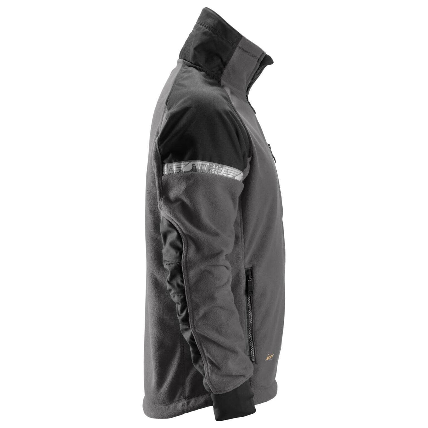 Snickers 8005 AllroundWork Windproof Fleece Jacket Steel Grey Black right #colour_steel-grey-black
