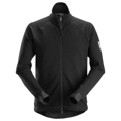 Snickers 8019 AllroundWork Midlayer Wool Full Zip Jacket Black Main #colour_black