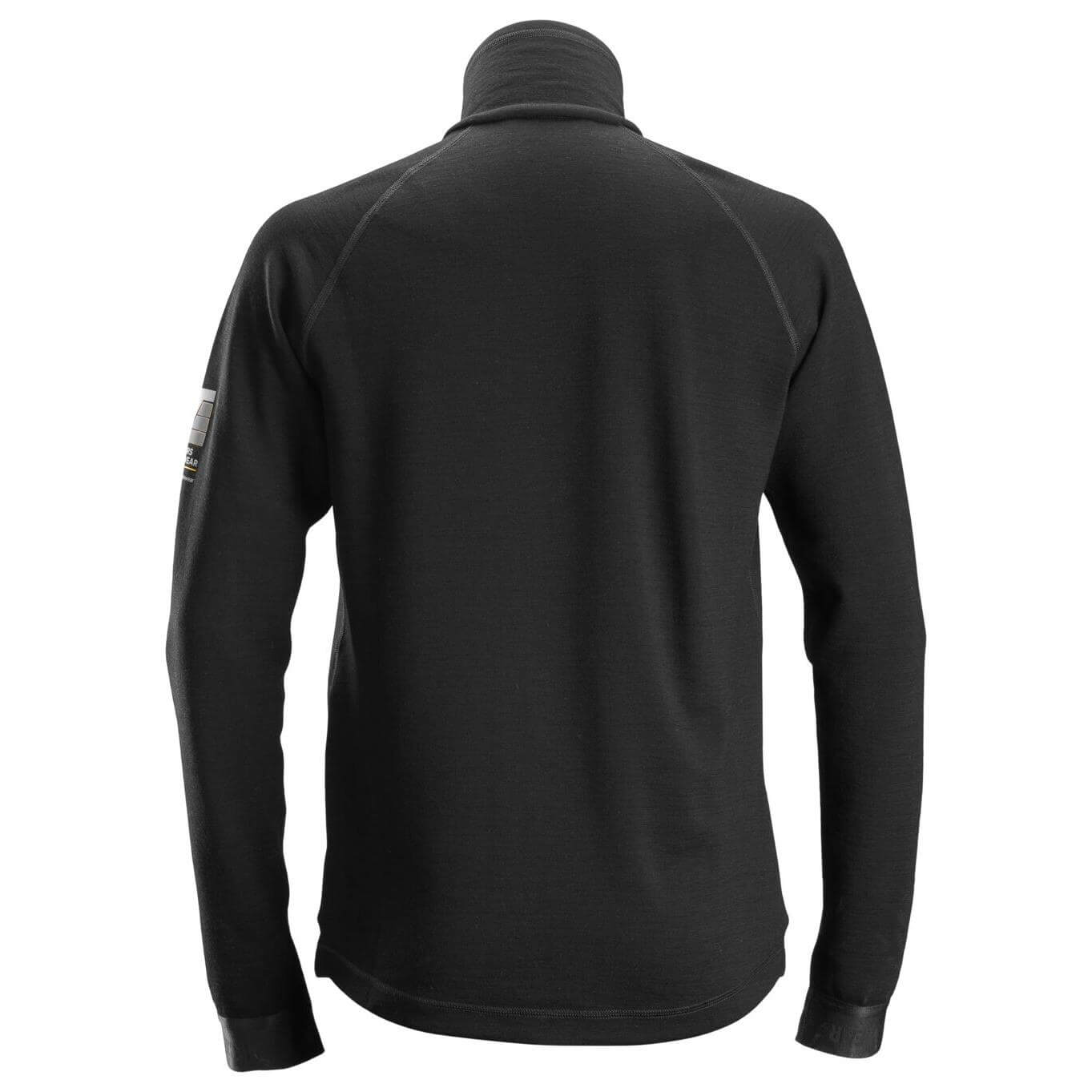 Snickers 8019 AllroundWork Midlayer Wool Full Zip Jacket Black back #colour_black