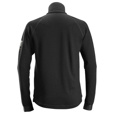Snickers 8019 AllroundWork Midlayer Wool Full Zip Jacket Black back #colour_black