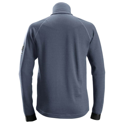 Snickers 8019 AllroundWork Midlayer Wool Full Zip Jacket Dark Blue Melange back #colour_dark-blue-melange