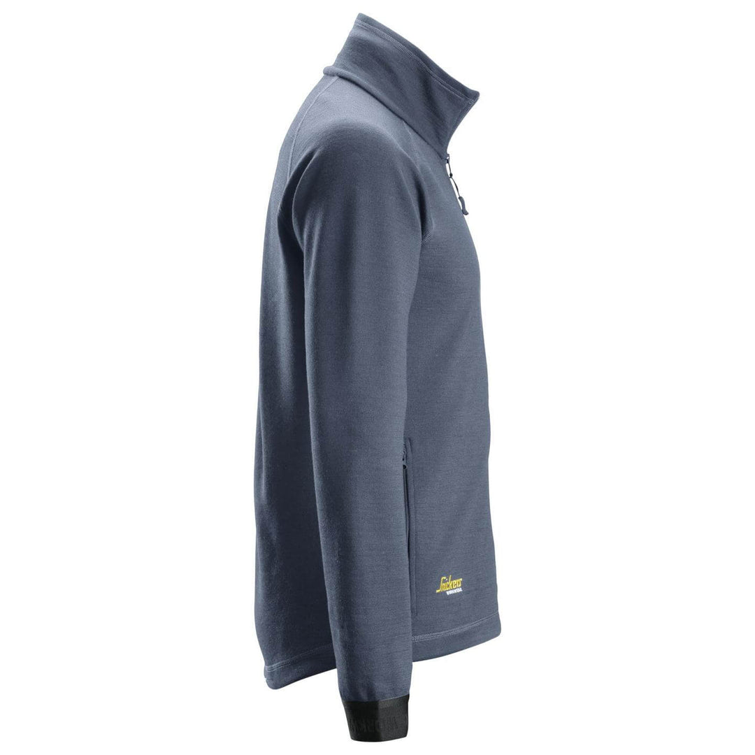 Snickers 8019 AllroundWork Midlayer Wool Full Zip Jacket Dark Blue Melange right #colour_dark-blue-melange