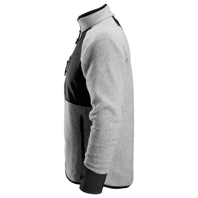 Snickers 8021 AllroundWork Full Zip Pile Jacket Grey Melange Black left #colour_grey-melange-black