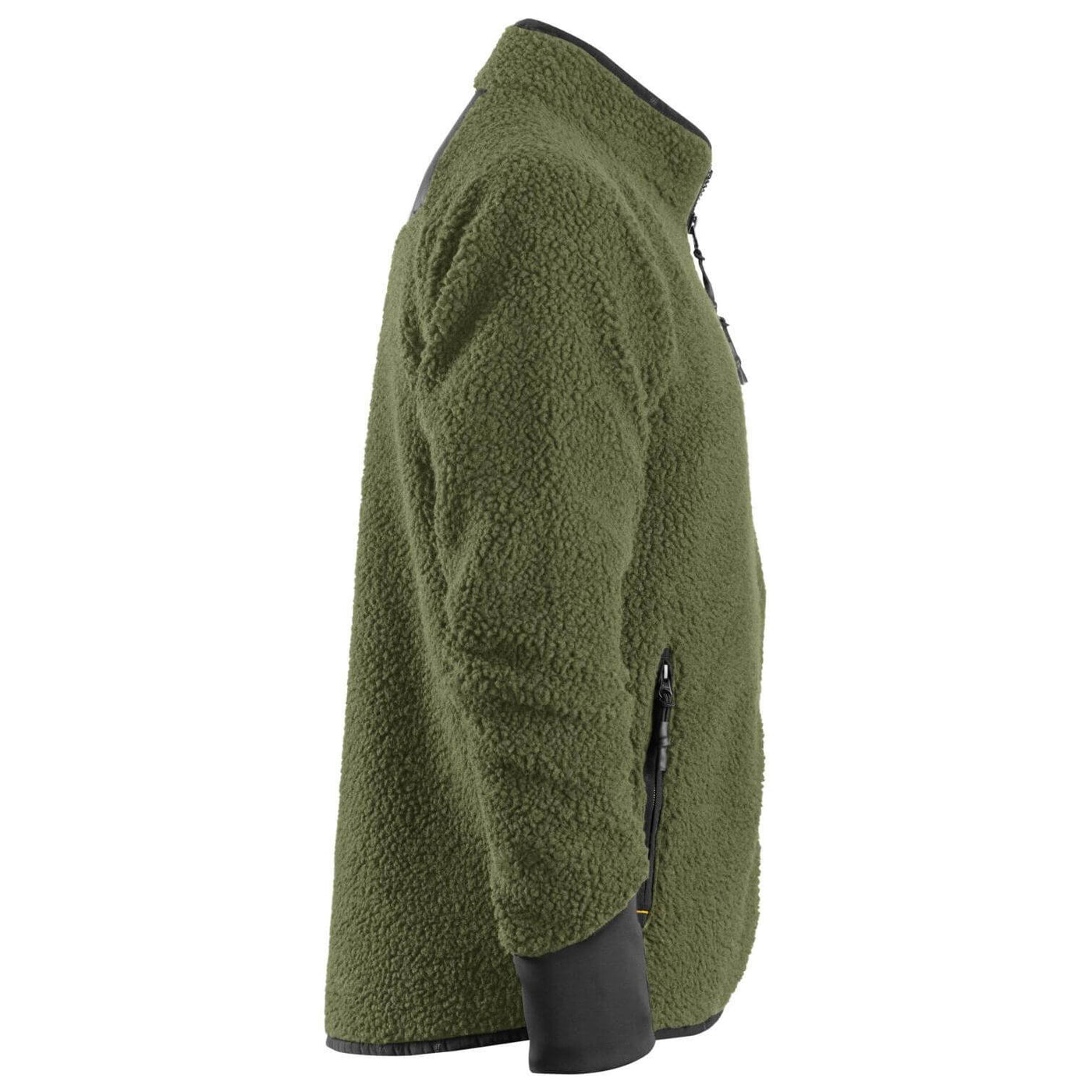 Snickers 8021 AllroundWork Full Zip Pile Jacket Khaki Green Black right #colour_khaki-green-black