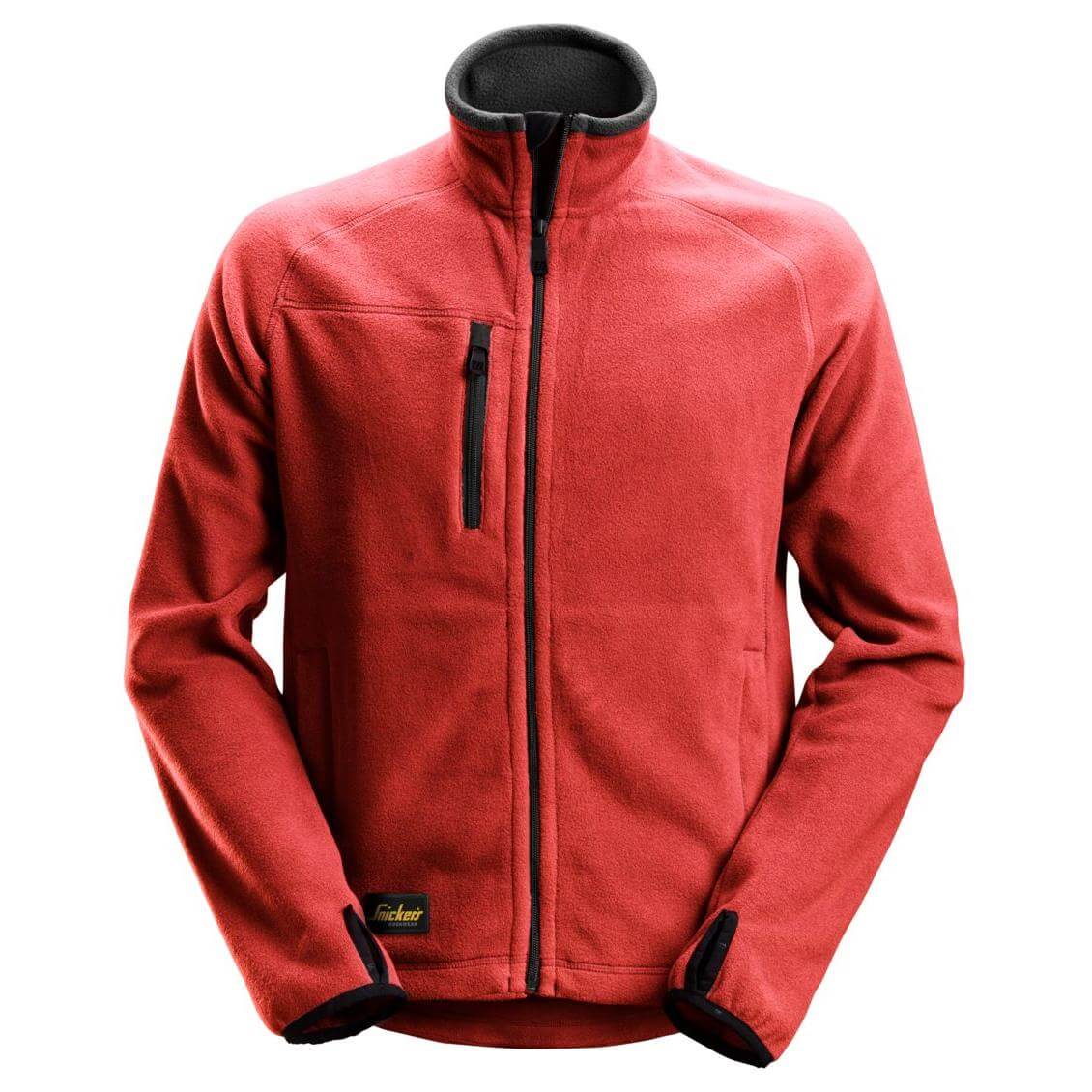 Snickers 8022 AllroundWork Warm Lightweight Fleece Jacket Chili Red Black Main #colour_chili-red-black