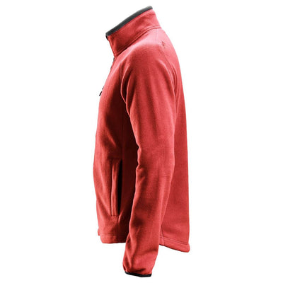 Snickers 8022 AllroundWork Warm Lightweight Fleece Jacket Chili Red Black left #colour_chili-red-black