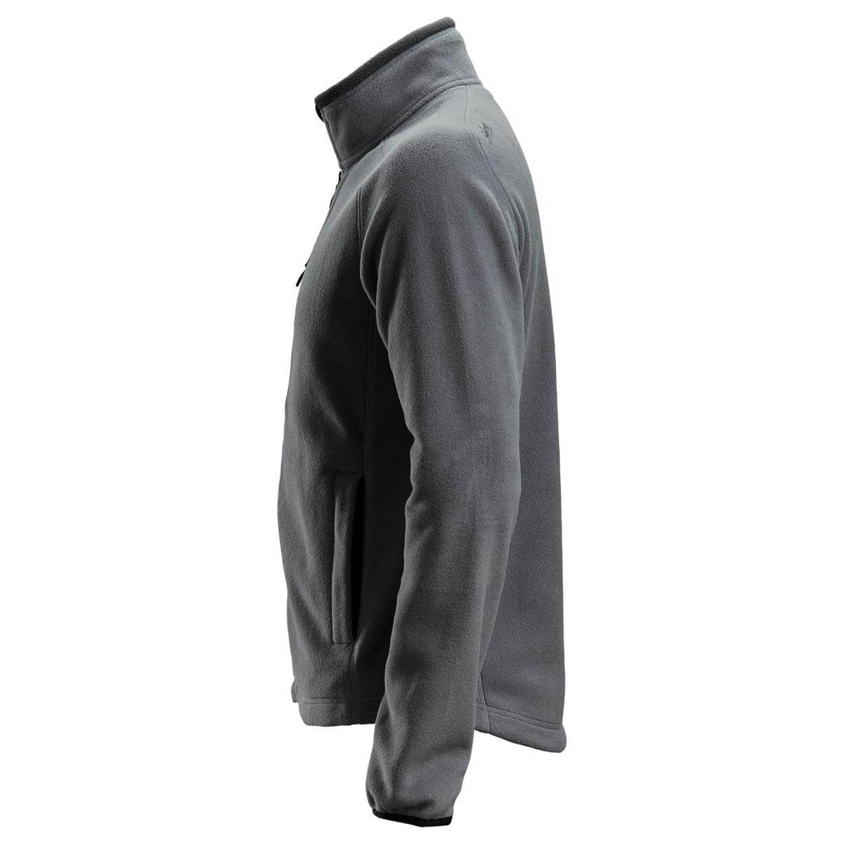 Snickers 8022 AllroundWork Warm Lightweight Fleece Jacket Steel Grey Black left #colour_steel-grey-black