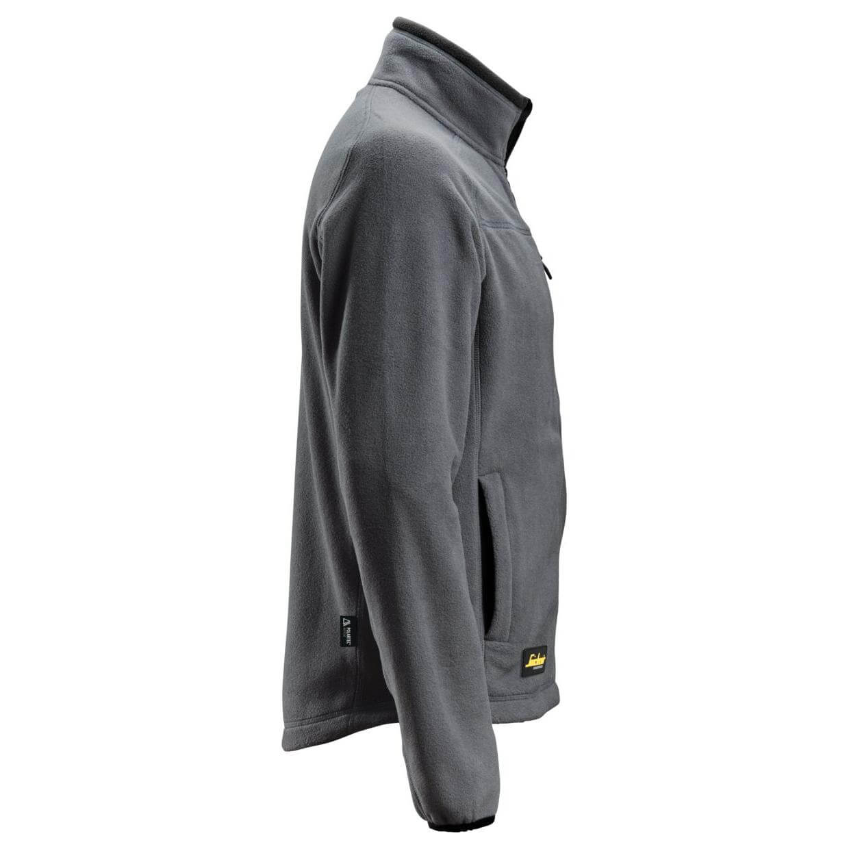 Snickers 8022 AllroundWork Warm Lightweight Fleece Jacket Steel Grey Black right #colour_steel-grey-black