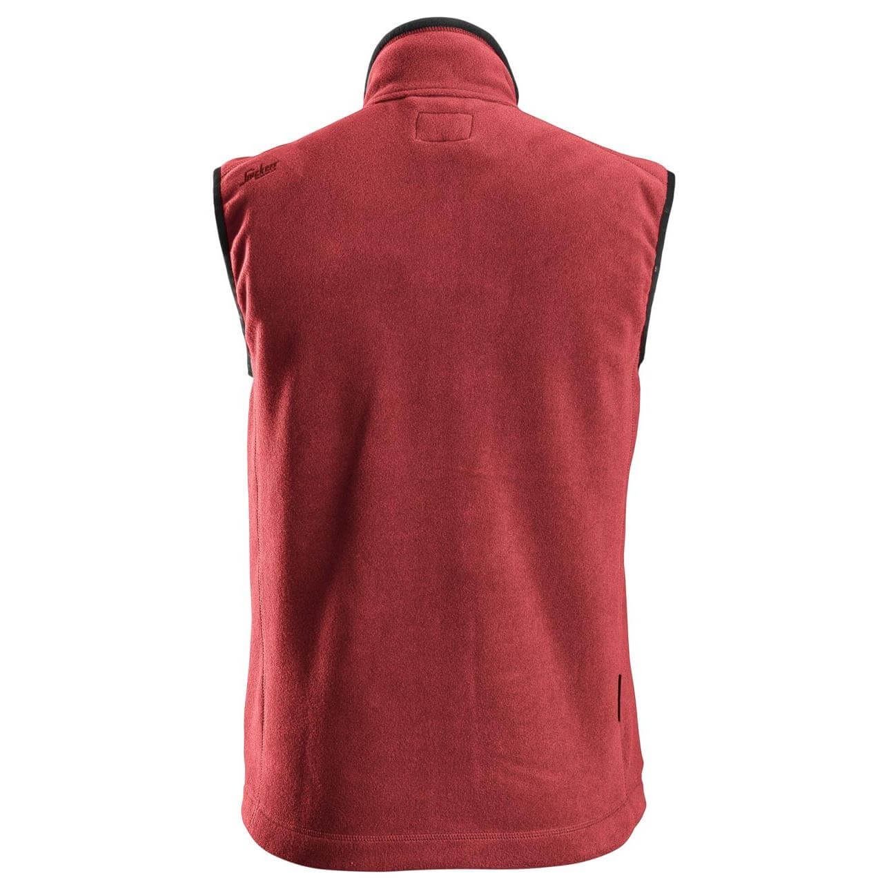 Snickers 8024 AllroundWork Fleece Vest Chili Red Black back #colour_chili-red-black