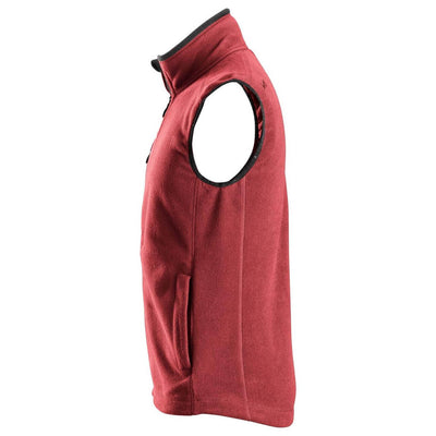 Snickers 8024 AllroundWork Fleece Vest Chili Red Black left #colour_chili-red-black