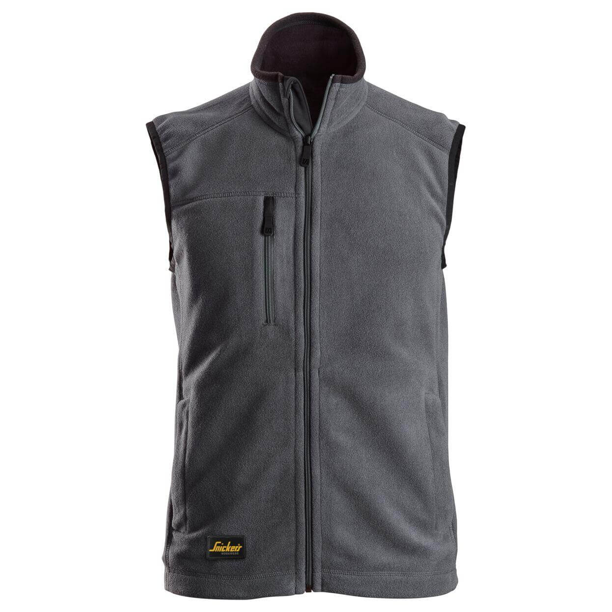 Snickers 8024 AllroundWork Fleece Vest Steel Grey Black Main #colour_steel-grey-black