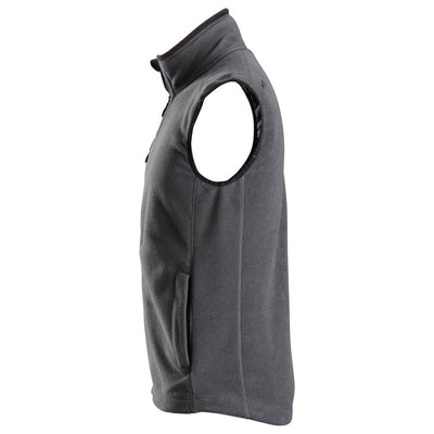 Snickers 8024 AllroundWork Fleece Vest Steel Grey Black left #colour_steel-grey-black