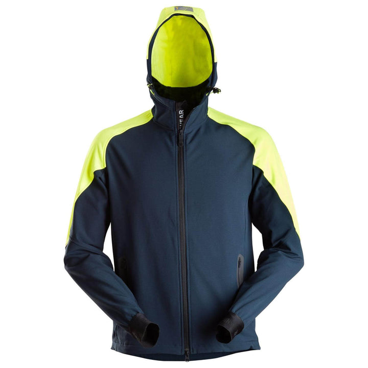 Snickers 8025 FlexiWork Neon Full Zip Stretch Hoodie Navy Neon Yellow 3802915 #colour_navy-neon-yellow