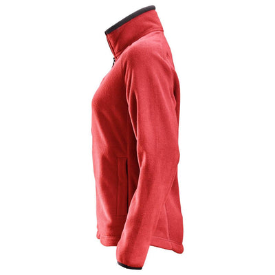 Snickers 8027 AllroundWork Polartec Womens Fleece Jacket Chili Red Black left #colour_chili-red-black