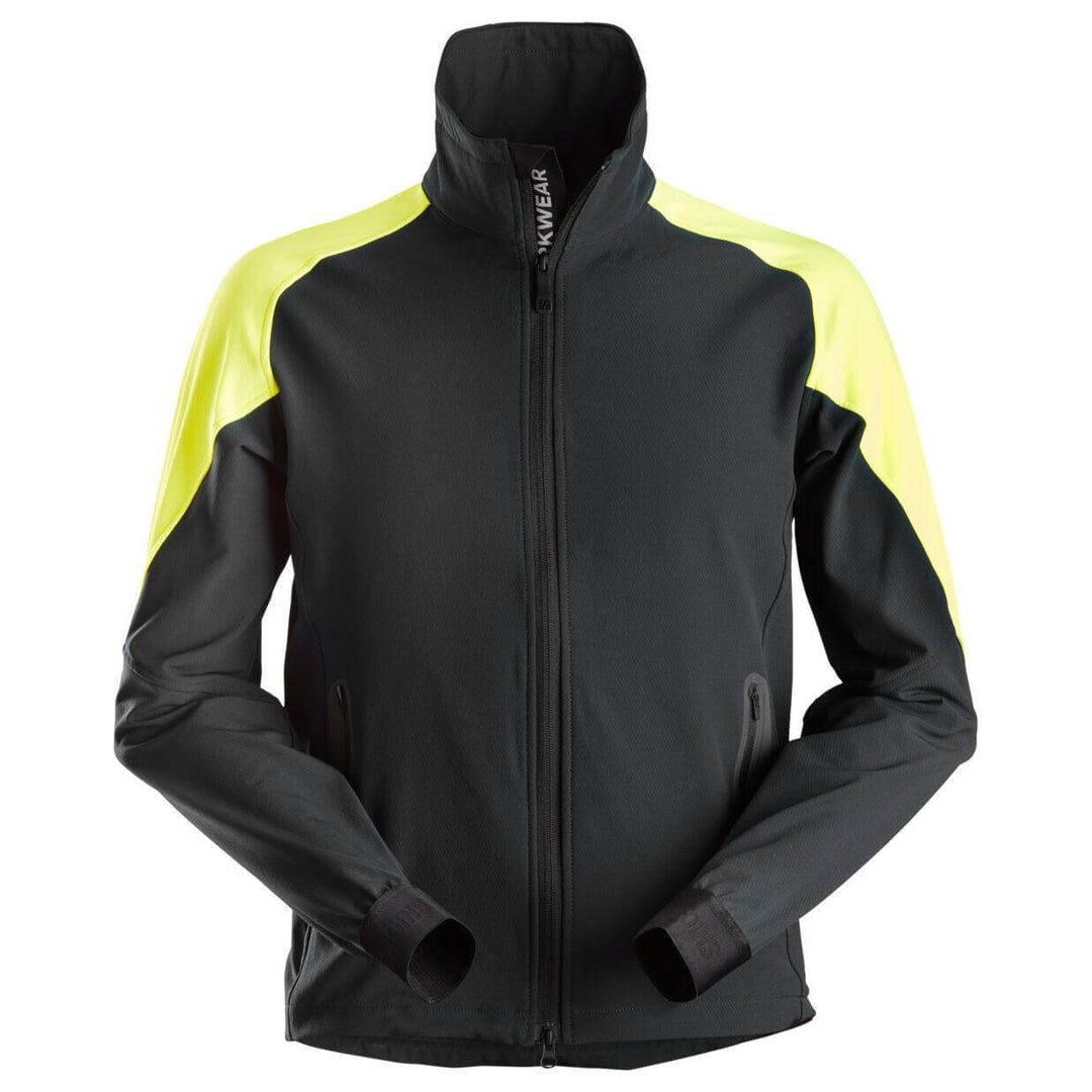 Snickers 8028 FlexiWork Neon Stretch Jacket Black Neon Yellow Main #colour_black-neon-yellow