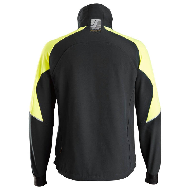 Snickers 8028 FlexiWork Neon Stretch Jacket Black Neon Yellow back #colour_black-neon-yellow