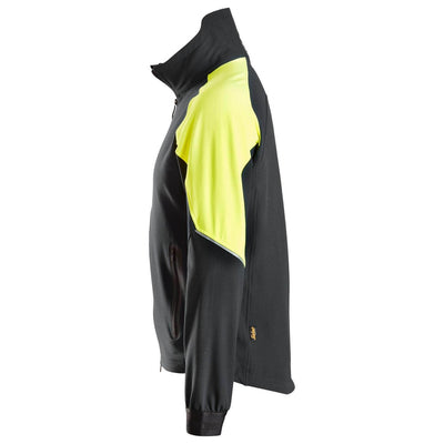 Snickers 8028 FlexiWork Neon Stretch Jacket Black Neon Yellow left #colour_black-neon-yellow