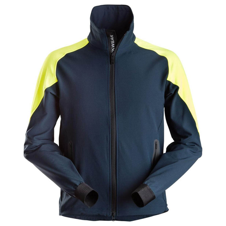 Snickers 8028 FlexiWork Neon Stretch Jacket Navy Neon Yellow Main #colour_navy-neon-yellow