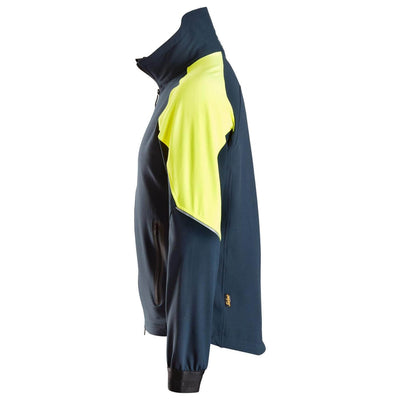Snickers 8028 FlexiWork Neon Stretch Jacket Navy Neon Yellow left #colour_navy-neon-yellow