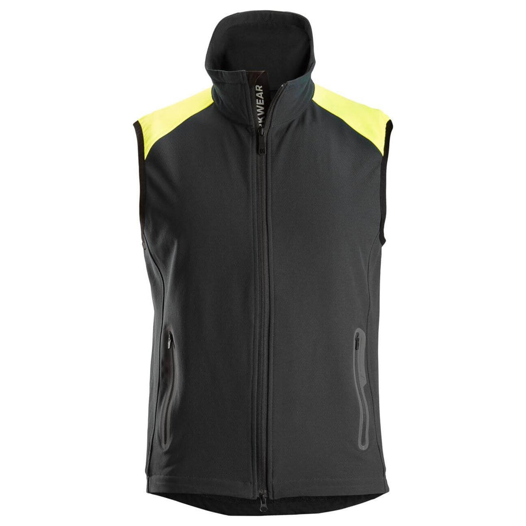 Snickers 8029 FlexiWork Neon Stretch Vest Black Neon Yellow Main #colour_black-neon-yellow