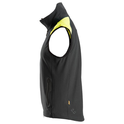Snickers 8029 FlexiWork Neon Stretch Vest Black Neon Yellow left #colour_black-neon-yellow