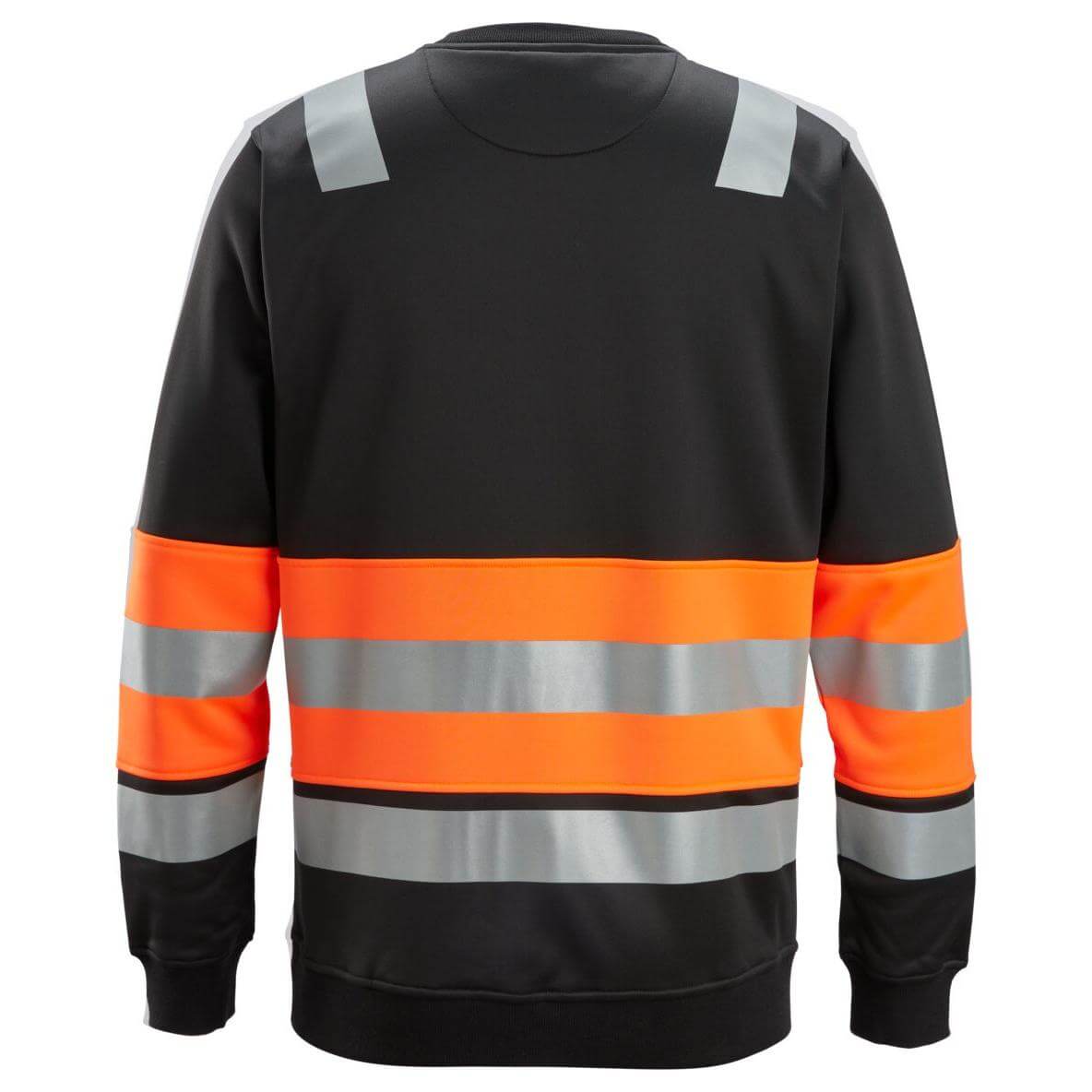 Snickers 8031 Hi Vis Sweatshirt Class 1 Black Hi Vis Orange back #colour_black-hi-vis-orange