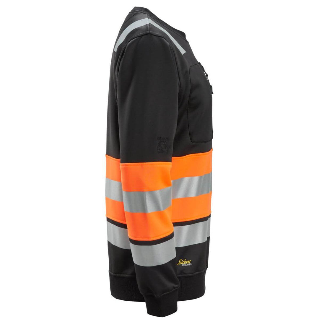 Snickers 8031 Hi Vis Sweatshirt Class 1 Black Hi Vis Orange right #colour_black-hi-vis-orange