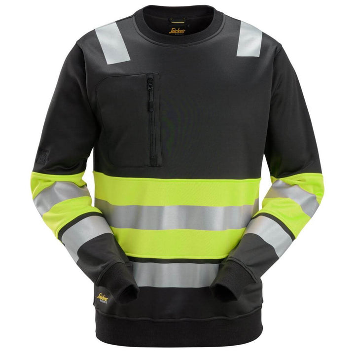 Snickers 8031 Hi Vis Sweatshirt Class 1 Black Hi Vis Yellow Main #colour_black-hi-vis-yellow