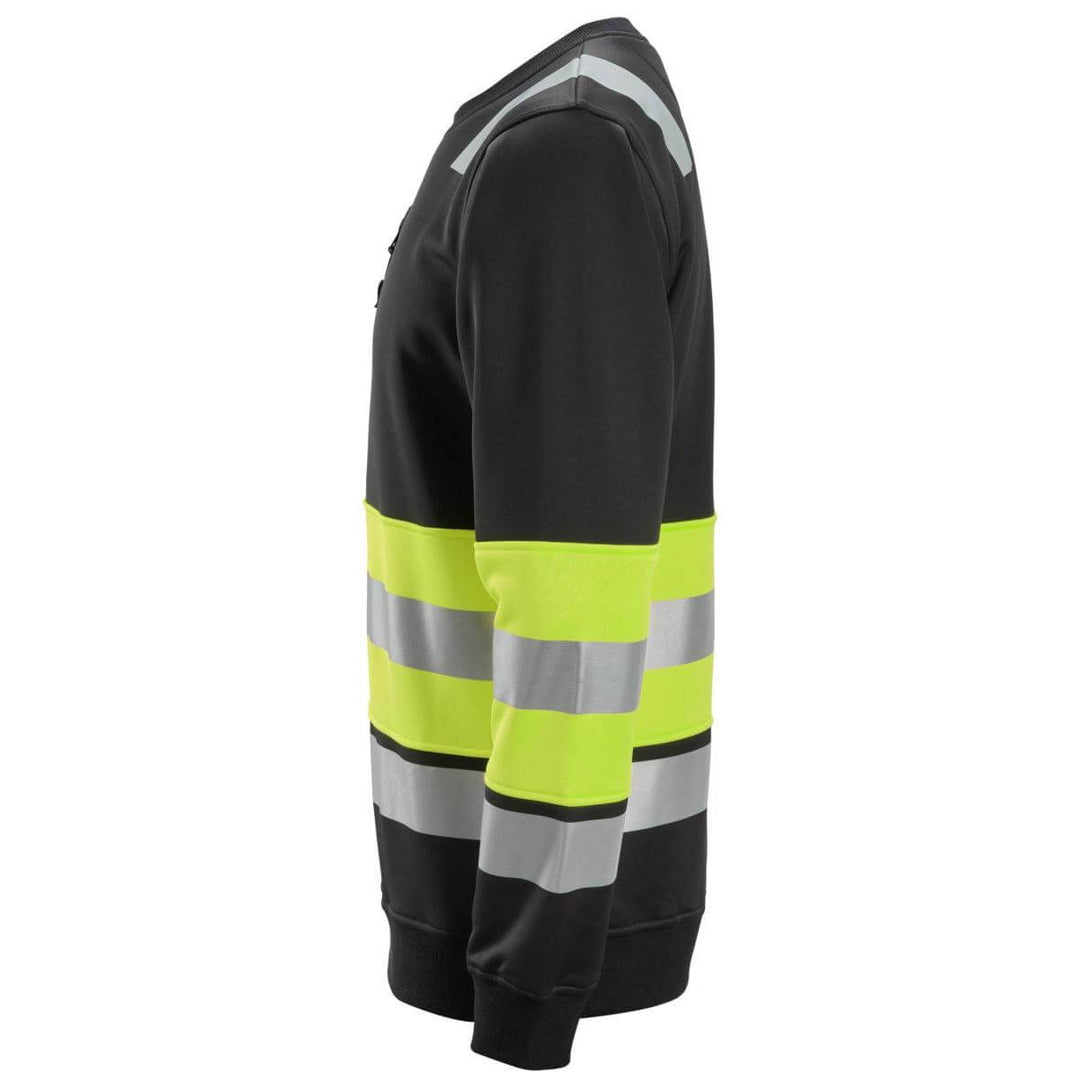 Snickers 8031 Hi Vis Sweatshirt Class 1 Black Hi Vis Yellow left #colour_black-hi-vis-yellow