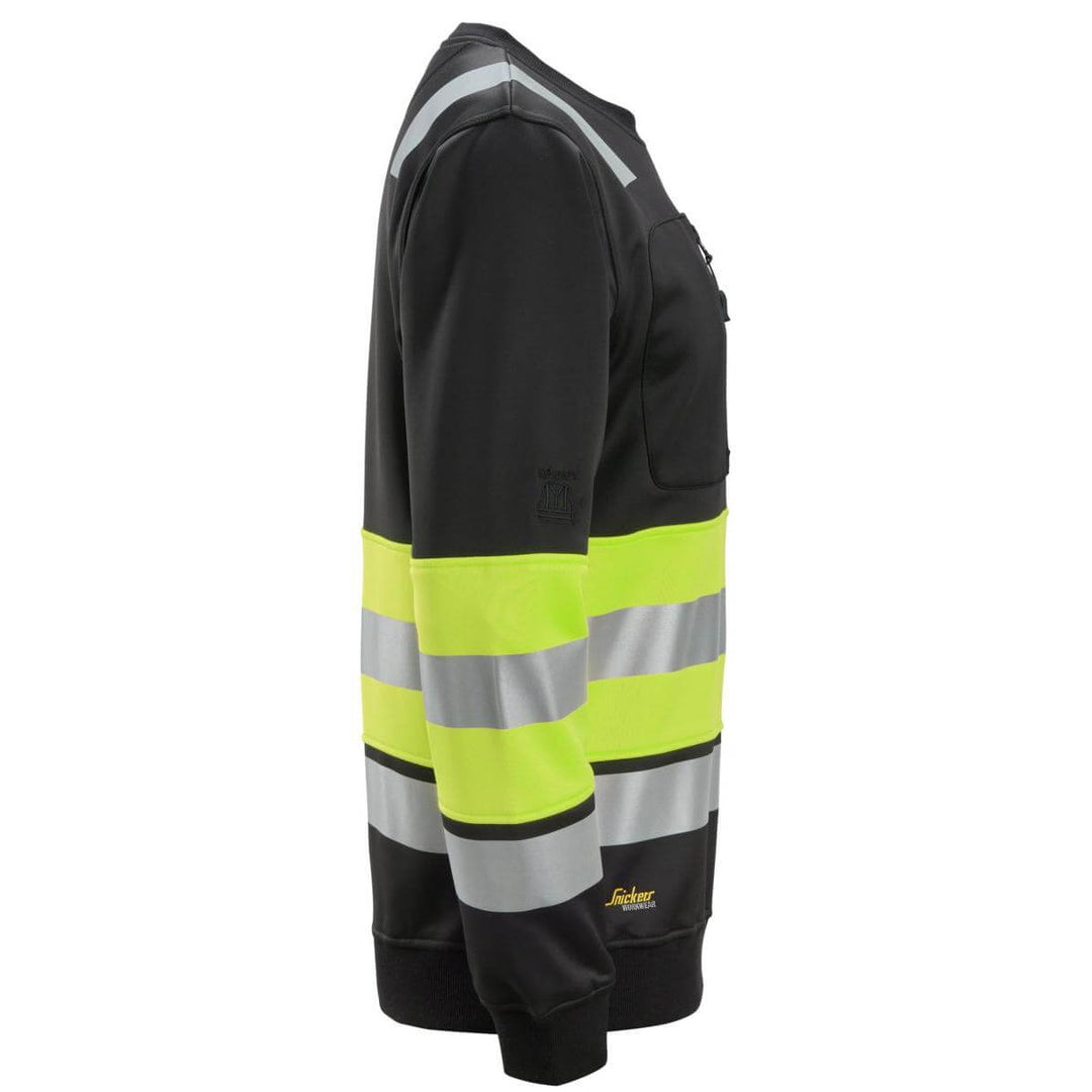 Snickers 8031 Hi Vis Sweatshirt Class 1 Black Hi Vis Yellow right #colour_black-hi-vis-yellow