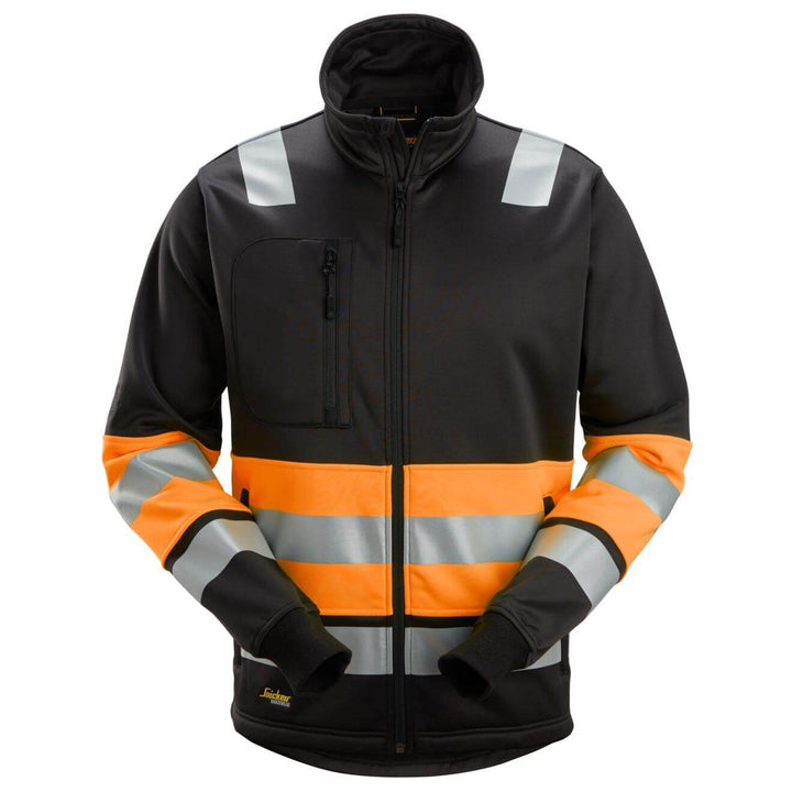 Snickers 8034 Full Zip Hi Vis Jacket Class 1 Black Hi Vis Orange Main #colour_black-hi-vis-orange